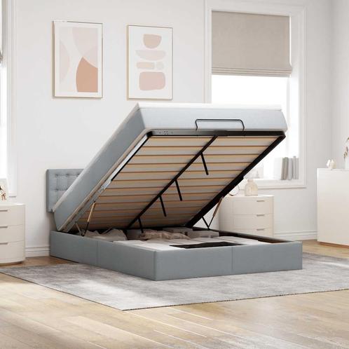 vidaXL Bed met matras 140x190 cm stof lichtgrijs, Huis en Inrichting, Slaapkamer | Bedden, Nieuw, Verzenden