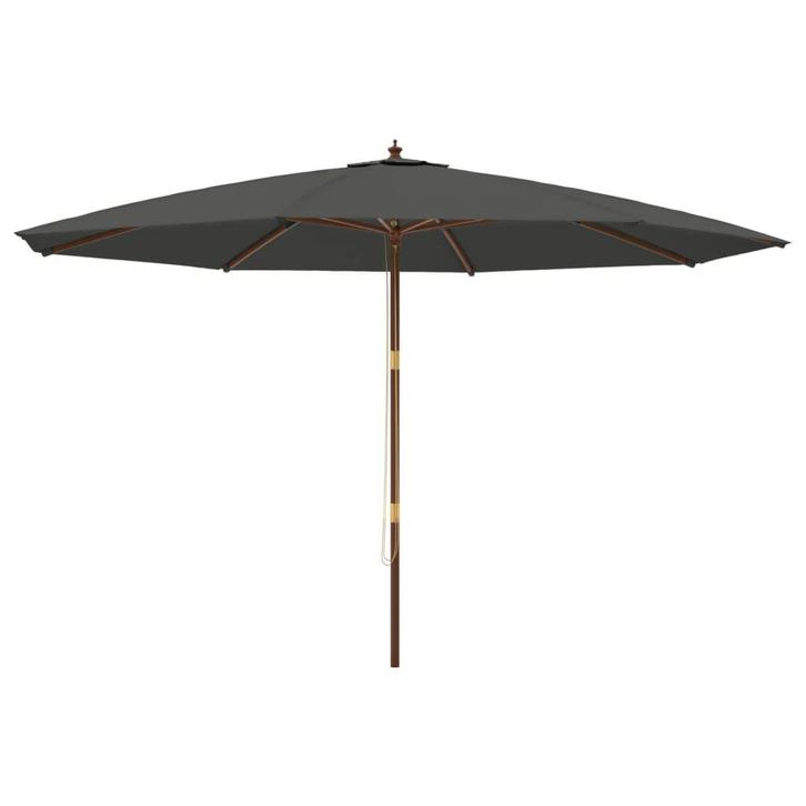 Parasol 4m Antraciet - OP = OP! Houten Paal -55%, Tuin en Terras, Parasols, 3 tot 4 meter, Waterdicht, Nieuw, Stokparasol, Verzenden