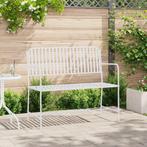 vidaXL Tuinbank met Lattenontwerp Wit 107 cm Staal, Verzenden, Nieuw