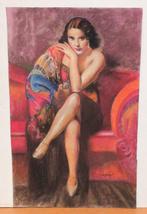 Domingo Alvarez Gomez (1942) - NO RESERVE - Mujer en el sofá, Antiek en Kunst