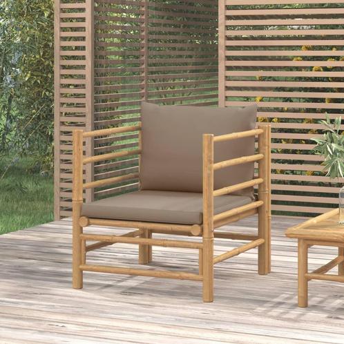 vidaXL Tuinbank met kussens bamboe taupe, Tuin en Terras, Tuinsets en Loungesets, Nieuw, Verzenden
