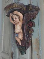 Wanddecoratie - Antieke houten Console met Putto - 40 cm -