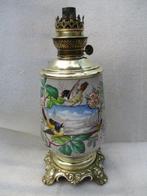 Lampe à pétrole - Céramique peinte et Bronze vers 1880, Antiek en Kunst