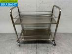 Chariot de service en acier inoxydable 2 étages 95 cm Horeca, Verzenden