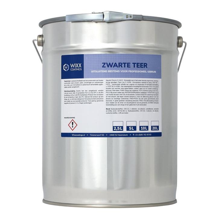 Wixx Houtteer Zwart Zwart 10L, Doe-het-zelf en Bouw, Verf, Beits en Lak, Zwart, Nieuw, Verzenden