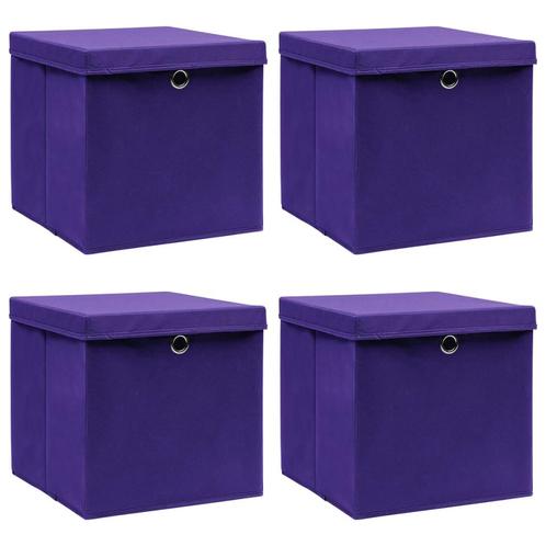 vidaXL Opbergboxen met deksel 4 st 28x28x28 cm paars, Bricolage & Construction, Casiers & Boîtes, Envoi