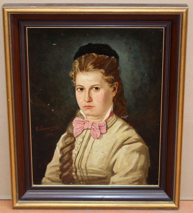 Eliecer Jaureguízar Cagigal (1856-1880) - Retrato femenino, Antiek en Kunst, Kunst | Schilderijen | Klassiek