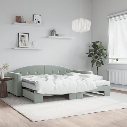 vidaXL Slaapbank onderschuifbed matrassen 100x200cm fluweel, Huis en Inrichting, Slaapkamer | Bedden, Nieuw, Verzenden