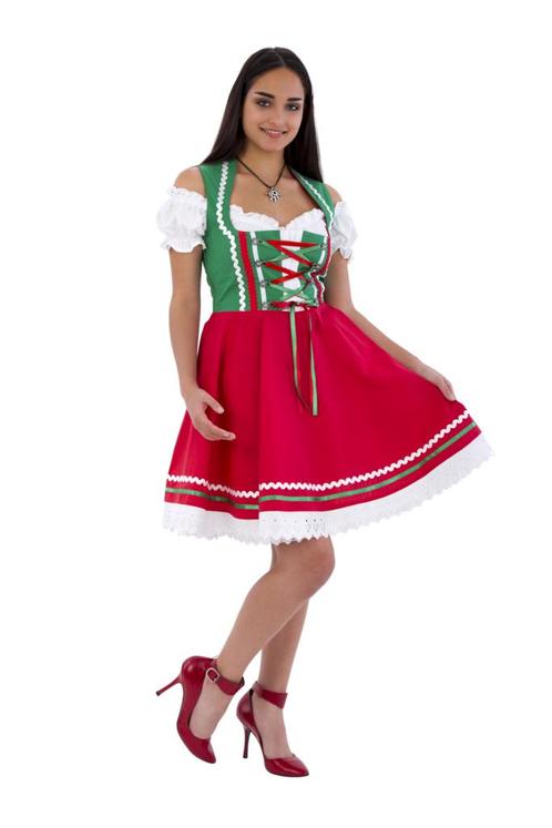 Dirndl 2-dlg., groen/rood, Carmenblouse, Hobby en Vrije tijd, Feestartikelen, Nieuw, Verzenden