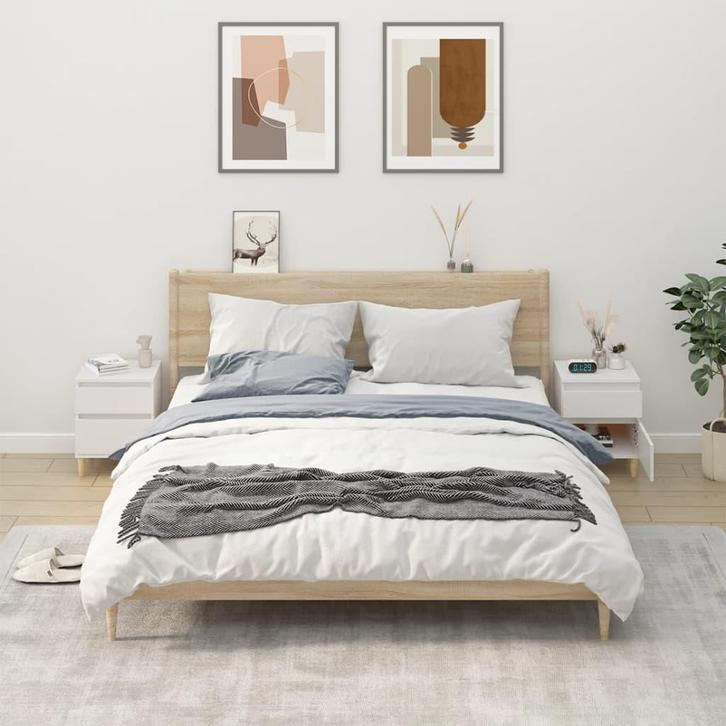 vidaXL Nachtkastjes 2 st 40x35x50 cm wit, Huis en Inrichting, Kasten | Overige, Nieuw, Verzenden