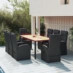 vidaXL 9-delige Tuinset poly rattan zwart, Tuin en Terras, Tuinsets en Loungesets, Verzenden, Nieuw, Tuinset