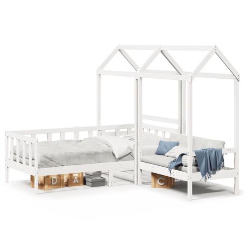 vidaXL Kinderbed met huisje en bankje massief grenenhout wit, Huis en Inrichting, Slaapkamer | Bedden, Nieuw, Verzenden
