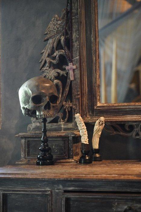 Beeld, NO RESERVE PRICE - Stunning human skull statue on a, Antiek en Kunst, Kunst | Designobjecten