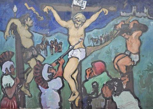 Escuela postimpresionista (XX) - Via Crucis - NO RESERVE, Antiek en Kunst, Kunst | Schilderijen | Klassiek