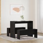 vidaXL Eetkamerset 2 pcs Zwart eikenhout 97 x 47 x 75 cm, Huis en Inrichting, Complete eetkamers, Verzenden, Nieuw