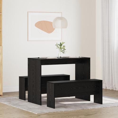 vidaXL Eetkamerset 2 pcs Zwart eikenhout 97 x 47 x 75 cm, Huis en Inrichting, Complete eetkamers, Nieuw, Verzenden