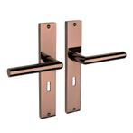 Lusso geveerd op schild sleutelgat 55mm PVD glanzend brons, Ophalen of Verzenden, Nieuw, IJzer, Klink of Kruk