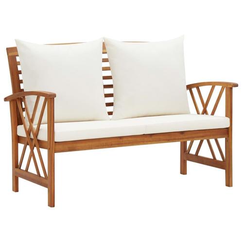 vidaXL Tuinbank met kussens 119 cm massief acaciahout, Tuin en Terras, Tuinsets en Loungesets, Nieuw, Verzenden