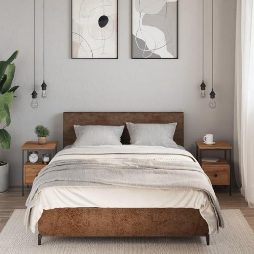 vidaXL Nachtkastjes 2 st 34x36x50cm bewerkt hout artisanaal, Huis en Inrichting, Slaapkamer | Nachtkastjes, Nieuw, Verzenden