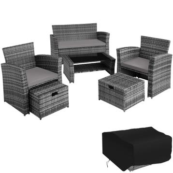 tectake Wicker zitgroep Modena 3+2+1 met beschermhoes - grij, Tuin en Terras, Verzenden, Nieuw
