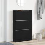 vidaXL Schoenenkast Zwart Eiken 80x21x125,5 cm Bewerkt Hout, Huis en Inrichting, Kasten | Schoenenkasten, Verzenden, Nieuw