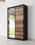 Halkast - Old wood - 130x45x200 met spiegel - Garderobekast