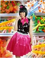 Fuchsia satijnen  retro rokje met bijpassend sjaaltje, Ophalen of Verzenden