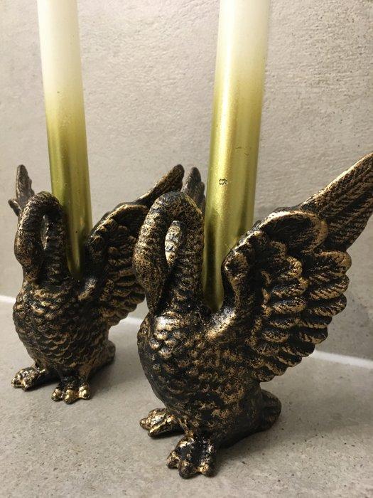 Kandelaar (2) - Gietijzer - LUXE ZWANEN KANDELAARS, Antiek en Kunst, Kunst | Designobjecten