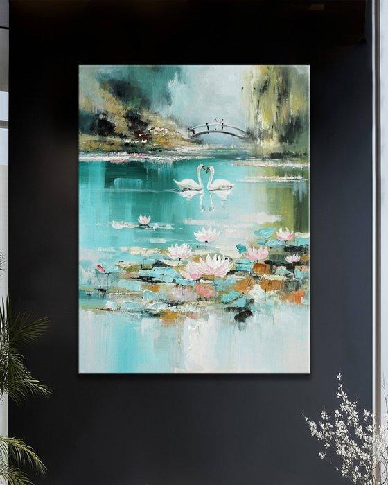 Clelia - Swan Bridge Reverie, Antiek en Kunst, Kunst | Schilderijen | Modern