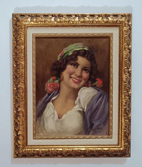 Enrico Frattini (1890-1968) - Giovane popolana partenopea, Antiek en Kunst, Kunst | Schilderijen | Klassiek