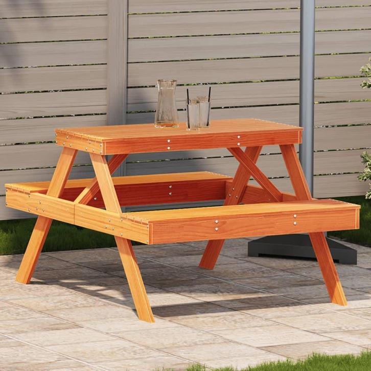 vidaXL Picknicktafel 105x134x75 cm massief grenenhout, Tuin en Terras, Tuintafels, Nieuw, Verzenden