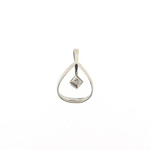 Witgouden hanger met diamant | 0,005 ct. (subtiele hanger), Handtassen en Accessoires, Bedels, Gebruikt, Overige merken, Goud