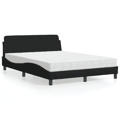 vidaXL Lit avec matelas noir 120x200 cm tissu, Maison & Meubles, Chambre à coucher | Lits, Neuf, Envoi