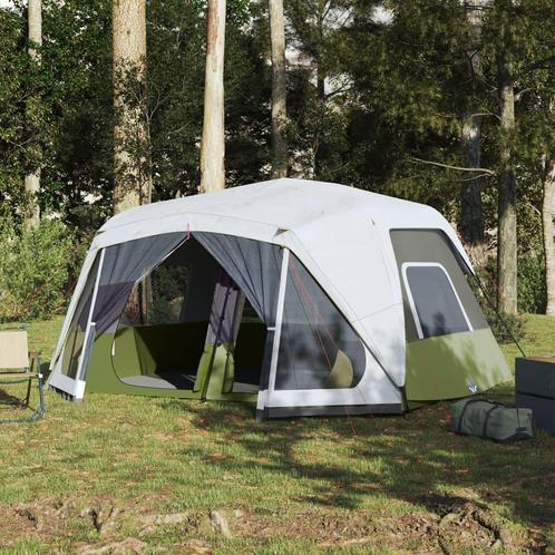 vidaXL Tent met LED 10-persoons snelontgrendeling lichtgroen, Caravans en Kamperen, Tenten, Nieuw, Verzenden