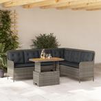 vidaXL 2-delige Loungeset met kussens poly rattan grijs, Tuin en Terras, Verzenden, Nieuw, Loungeset