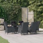 vidaXL 7-delige Tuinset poly rattan donkergrijs, Verzenden, Nieuw, Tuinset
