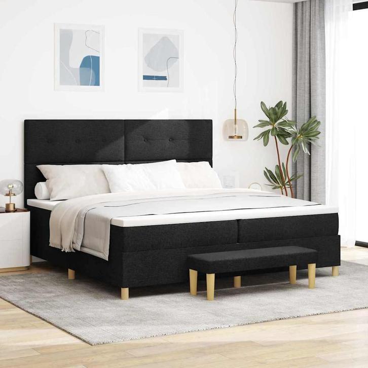 vidaXL Boxspring bed met matras met hoofdeinde Zwart 200 x, Huis en Inrichting, Slaapkamer | Bedden, Nieuw, Verzenden