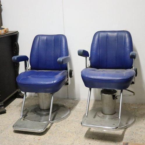 Kappersstoel (2) - IJzer, Leder - Set kapperstoelen, Antiek en Kunst, Antiek | Wandborden en Tegels