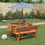 vidaXL Picknicktafel voor 4 kinderen met parasol massief, Tuin en Terras, Tuintafels, Verzenden, Nieuw