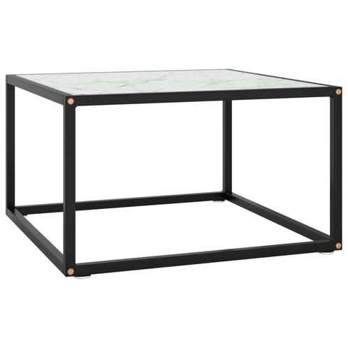 vidaXL Table basse Noir avec verre marbre blanc 60x60x35, Maison & Meubles, Tables | Tables de salon, Neuf, Envoi