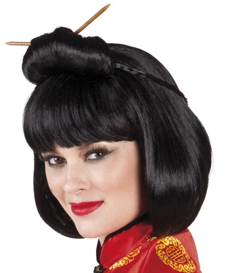 Chinese Pruik Dames met Stokjes, Hobby en Vrije tijd, Feestartikelen, Nieuw, Verzenden