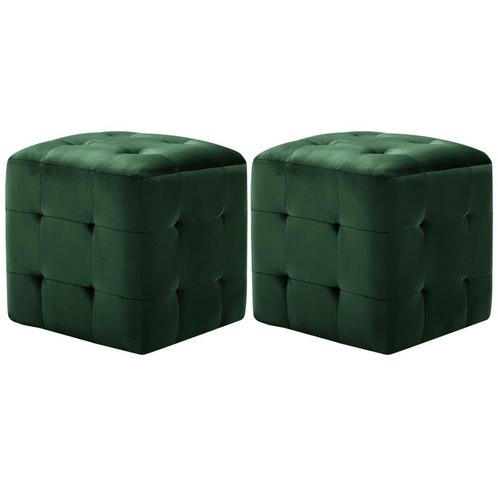 vidaXL Poef 2 st 30x30x30 cm fluweel groen, Huis en Inrichting, Zetels | Voetbanken en poefs, Nieuw, Verzenden