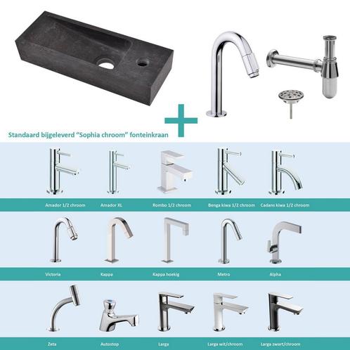 FonteinPack Small Natuursteen Rechts 38x14x8 cm Chroom, Bricolage & Construction, Sanitaire, Enlèvement ou Envoi