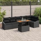 vidaXL 7-delige ligbed set met kussens - zwart poly riet, Tuin en Terras, Verzenden, Nieuw