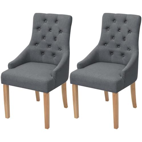 vidaXL Eetkamerstoelen 2 st stof donkergrijs, Huis en Inrichting, Stoelen, Nieuw, Verzenden