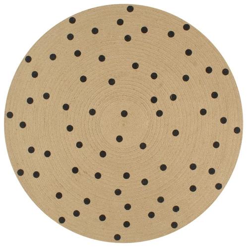 vidaXL Vloerkleed handgemaakt met print polkadot 90 cm jute, Huis en Inrichting, Stoffering | Tapijten en Vloerkleden, Nieuw, Verzenden