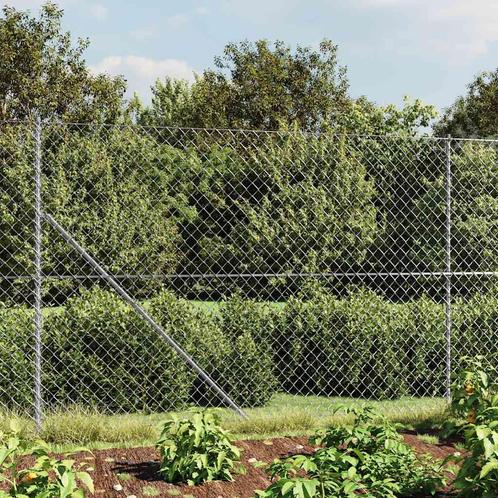 vidaXL Gaashek met flens 1,6x25 m zilverkleurig, Tuin en Terras, Tuinhekken en Hekwerk, Nieuw, Verzenden