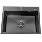 Lendo Online Évier Inox Anthracite 59×44 Trou de Robinet