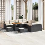 vidaXL Tuinbank Set met kussen met opslag 13 pcs Zwart Poly, Tuin en Terras, Verzenden, Nieuw