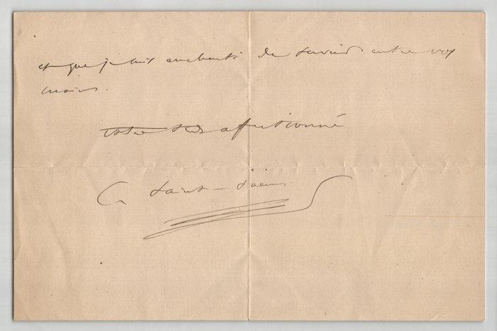 Camille Saint-Saëns - Lettre autographe signée - Arrangement, Collections, Cinéma & Télévision